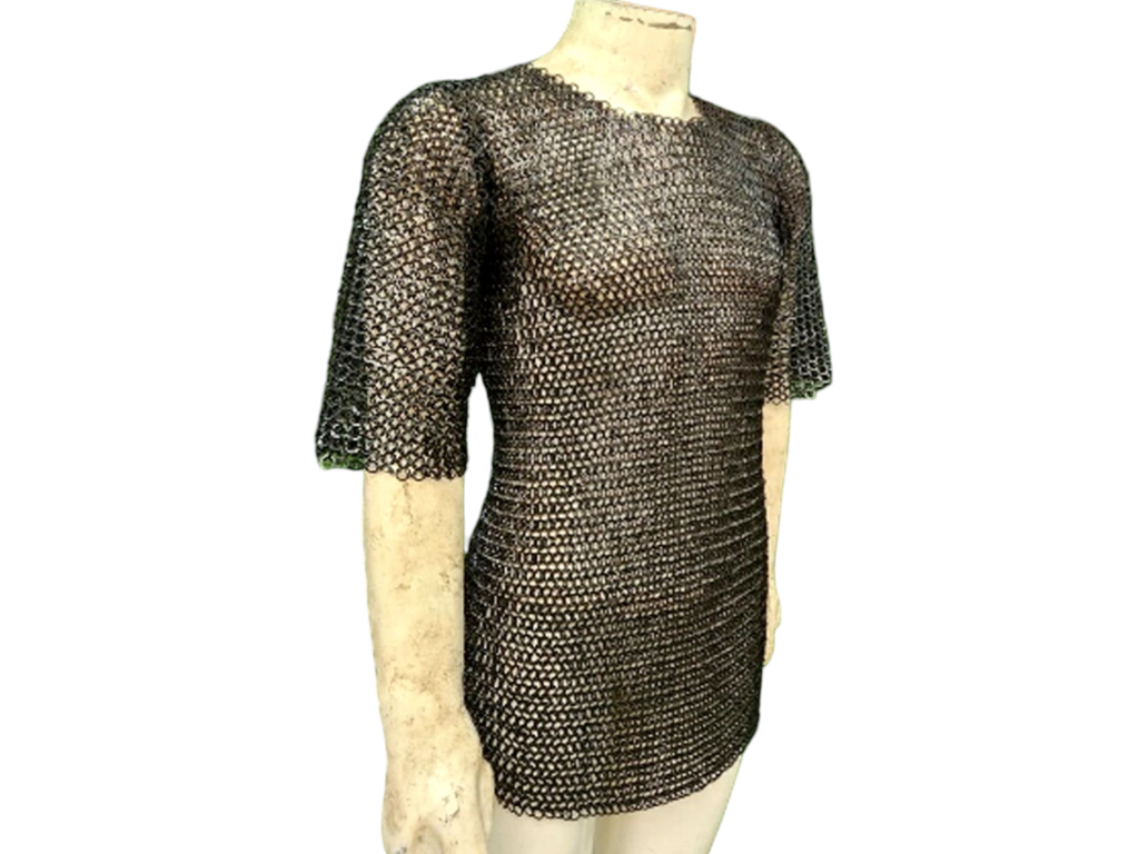 Aluminum Chainmail Shirt 10mm Flat Ring Riveted Blackened Finish
