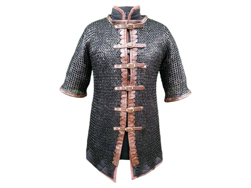 Aluminum Chainmail Shirt 10mm Riveted Rings Blackened Finish Front Open Design