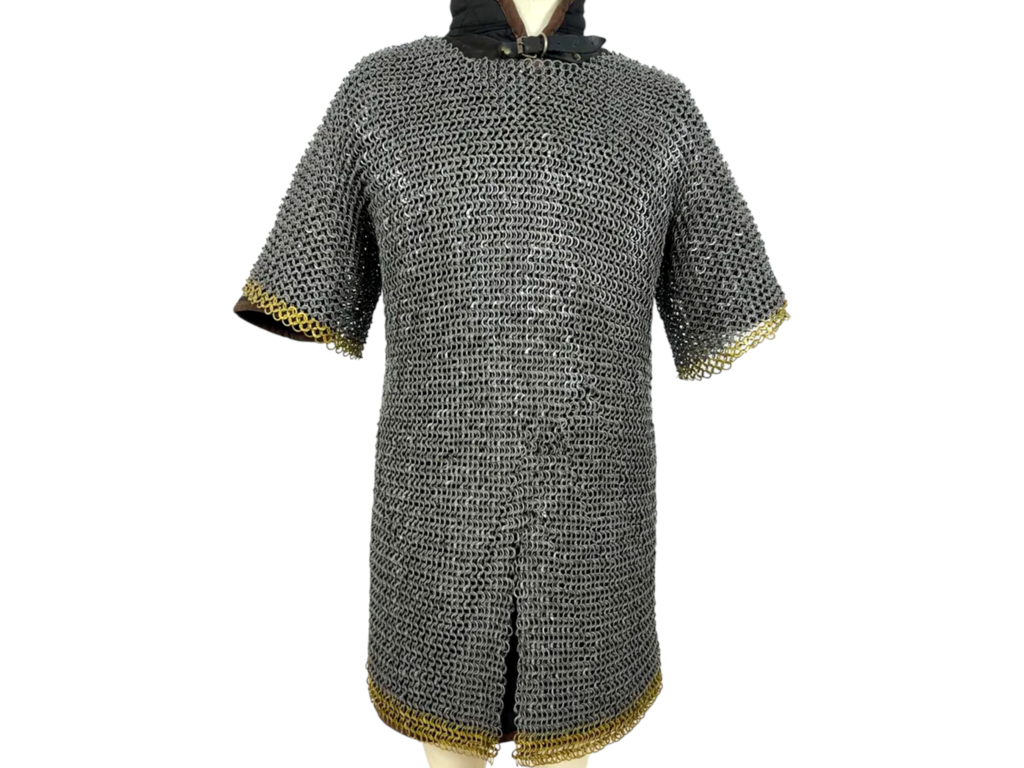 Medieval Chainmail Shirt 8 mm Flat Riveted Rings with Brass Detailing