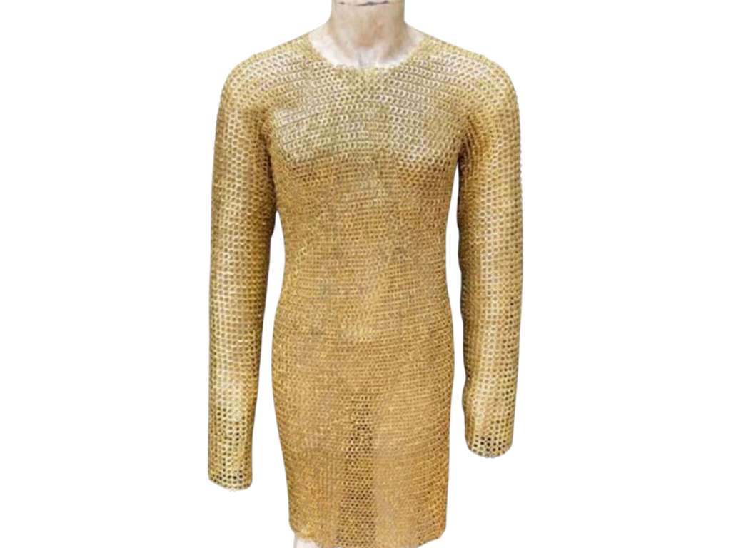 Medieval Haubergeon Brass Chainmail