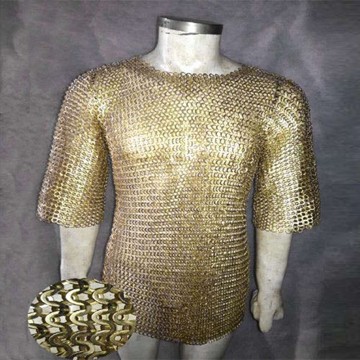 Medieval Haubergeon Brass Chainmail