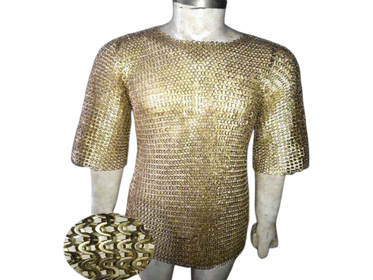 Medieval Haubergeon Brass Chainmail