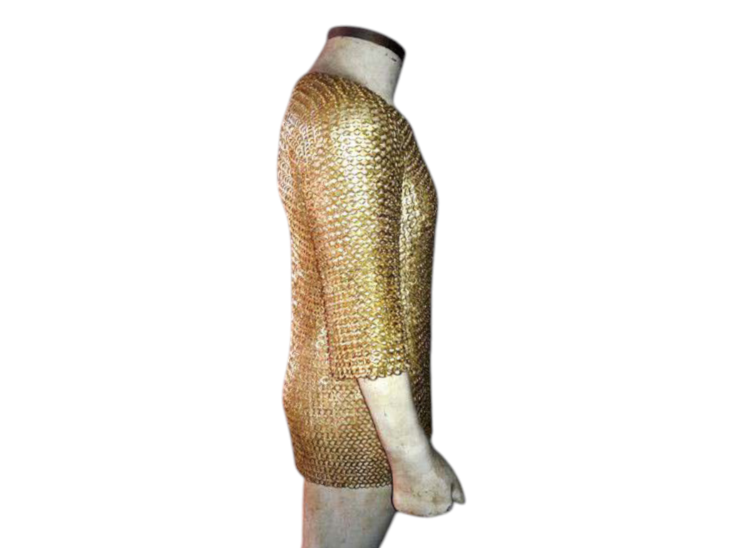 Medieval Haubergeon Brass Chainmail