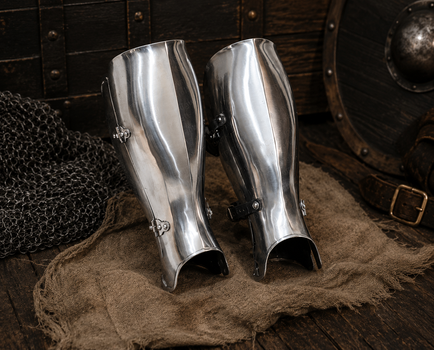 Steel Greaves 14th Century Medieval Leg Armor (3) 14th Century Medieval Steel Greaves