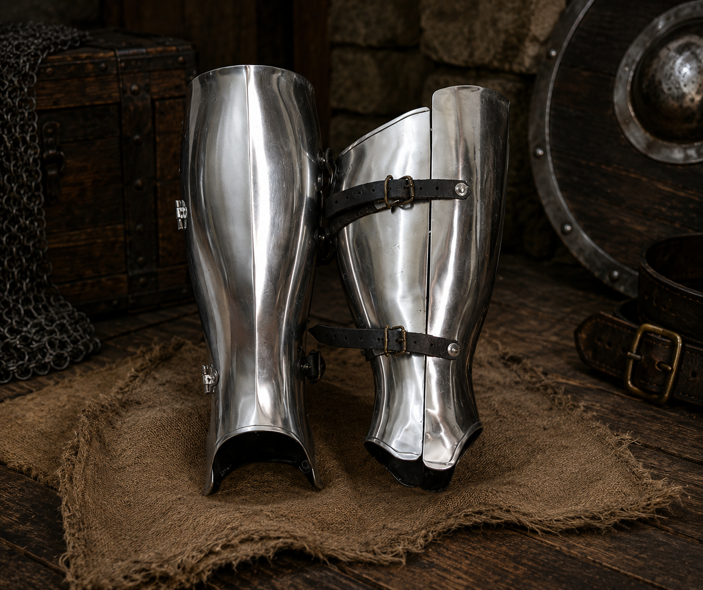 Steel Greaves 14th Century Medieval Leg Armor (4)