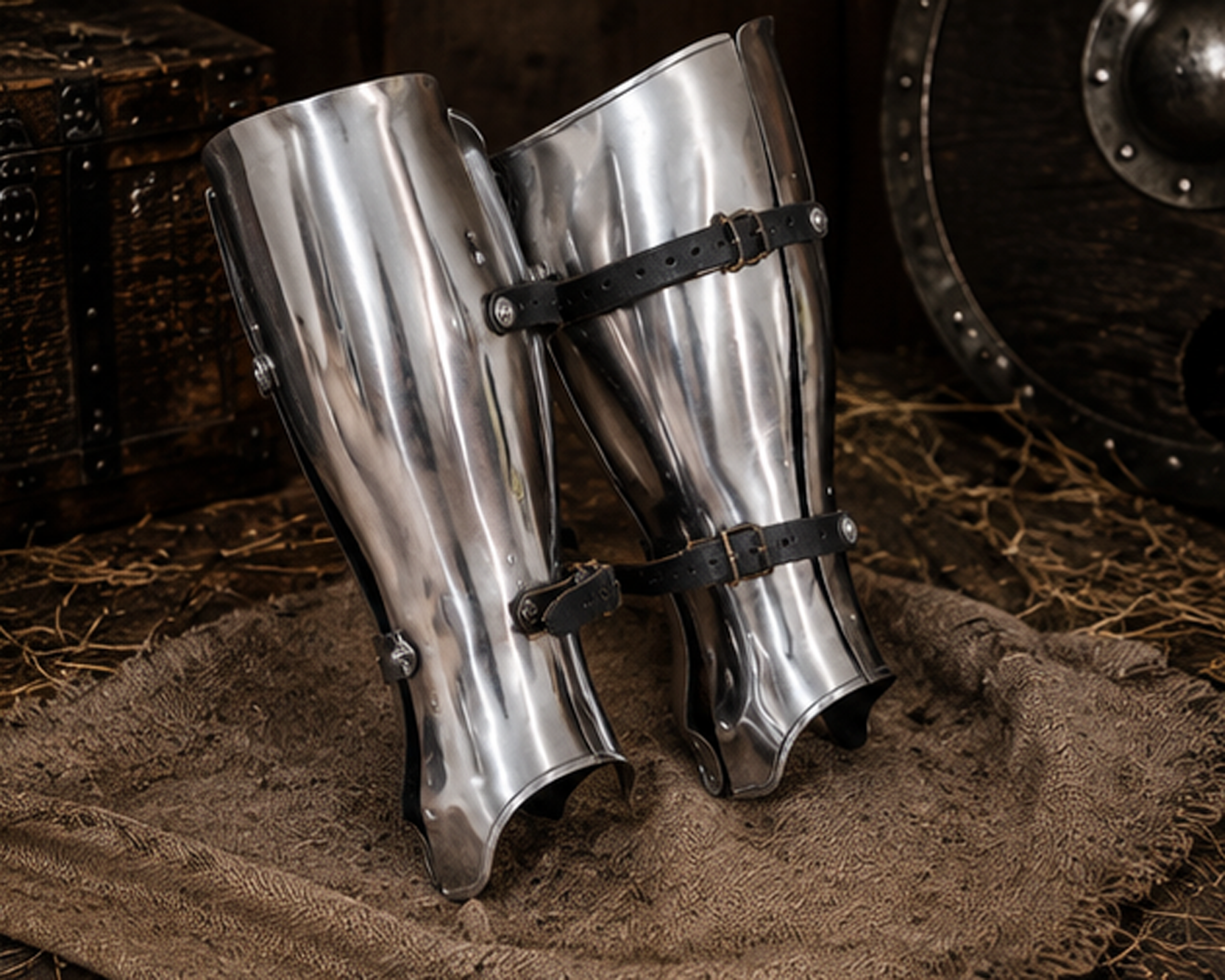 Steel Greaves 14th Century Medieval Leg Armor (5)