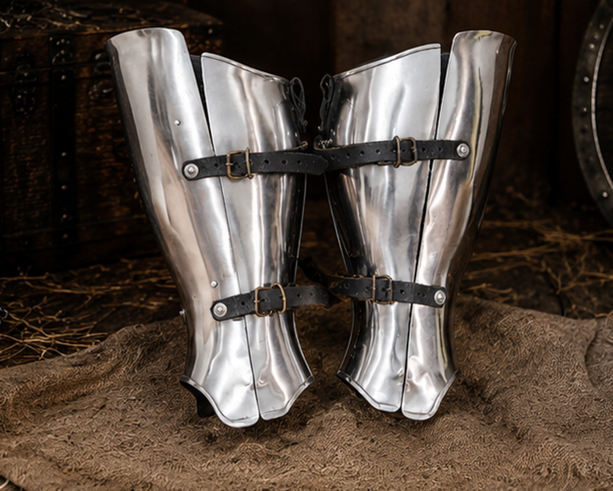 Steel Greaves 14th Century Medieval Leg Armor (6)